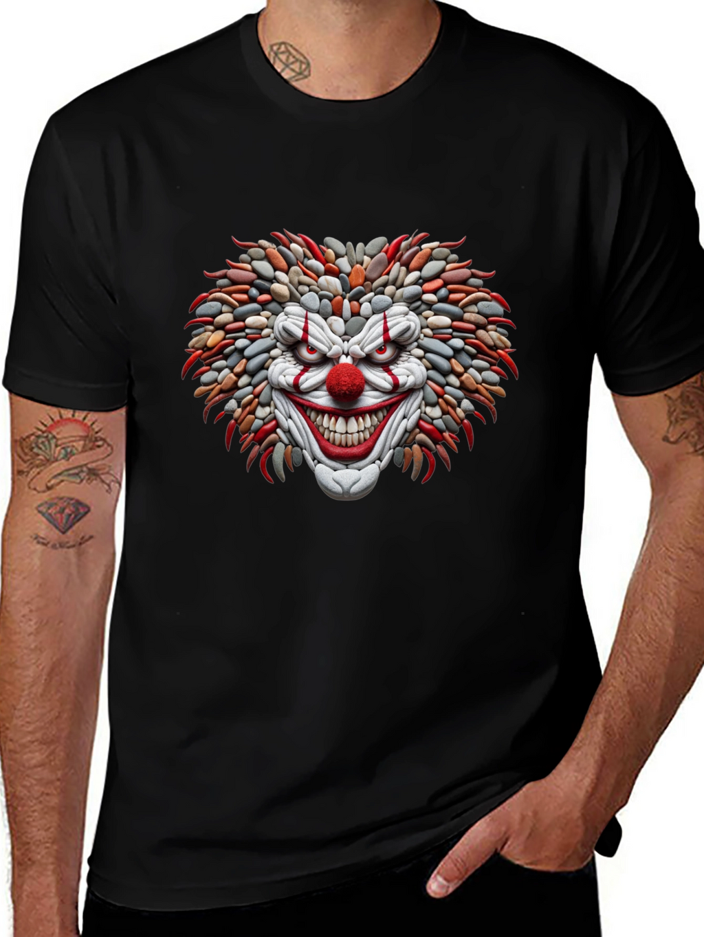 Mens Black Clown Graphic Tee
