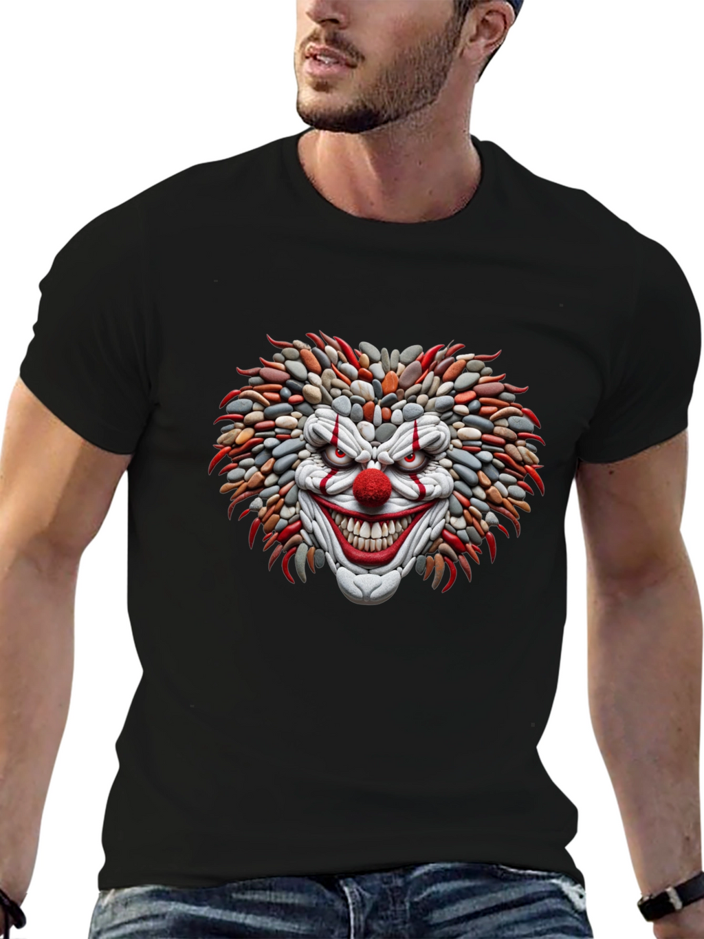 Mens Black Clown Graphic Tee