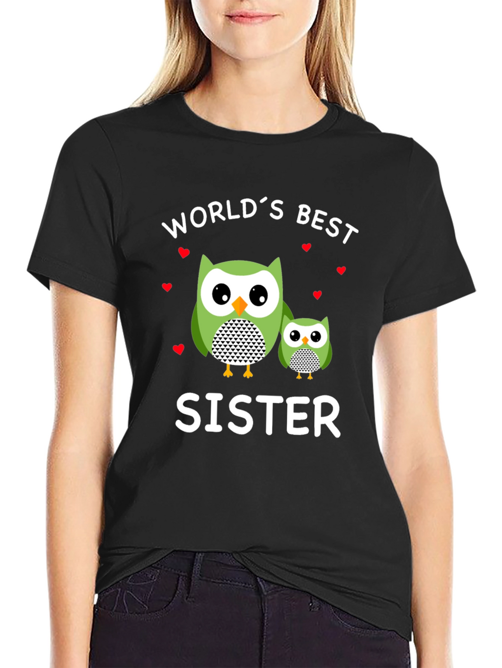 Worlds Best Sister Owl Graphic T-Shirt