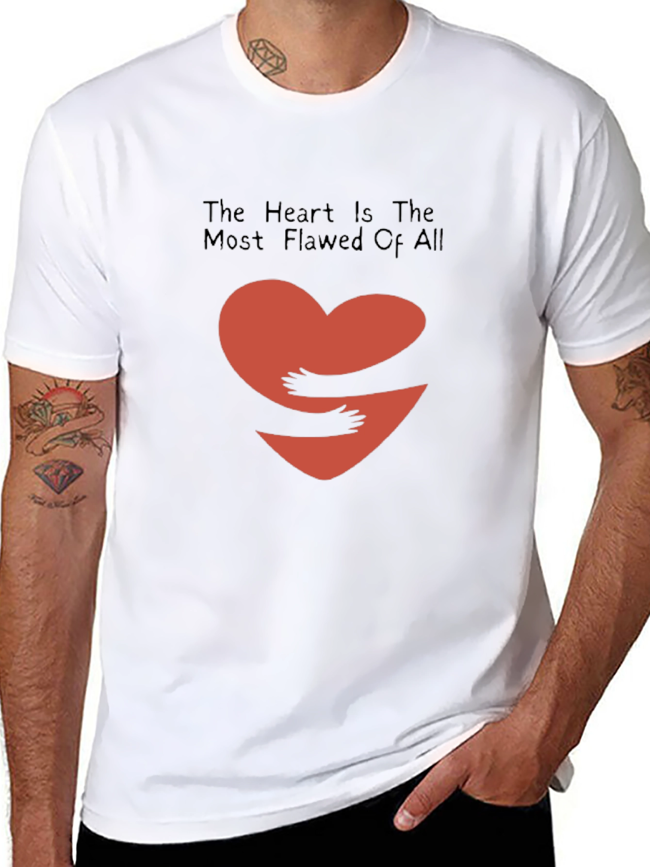 Heart Hug Graphic Tee - Black Casual Shirt