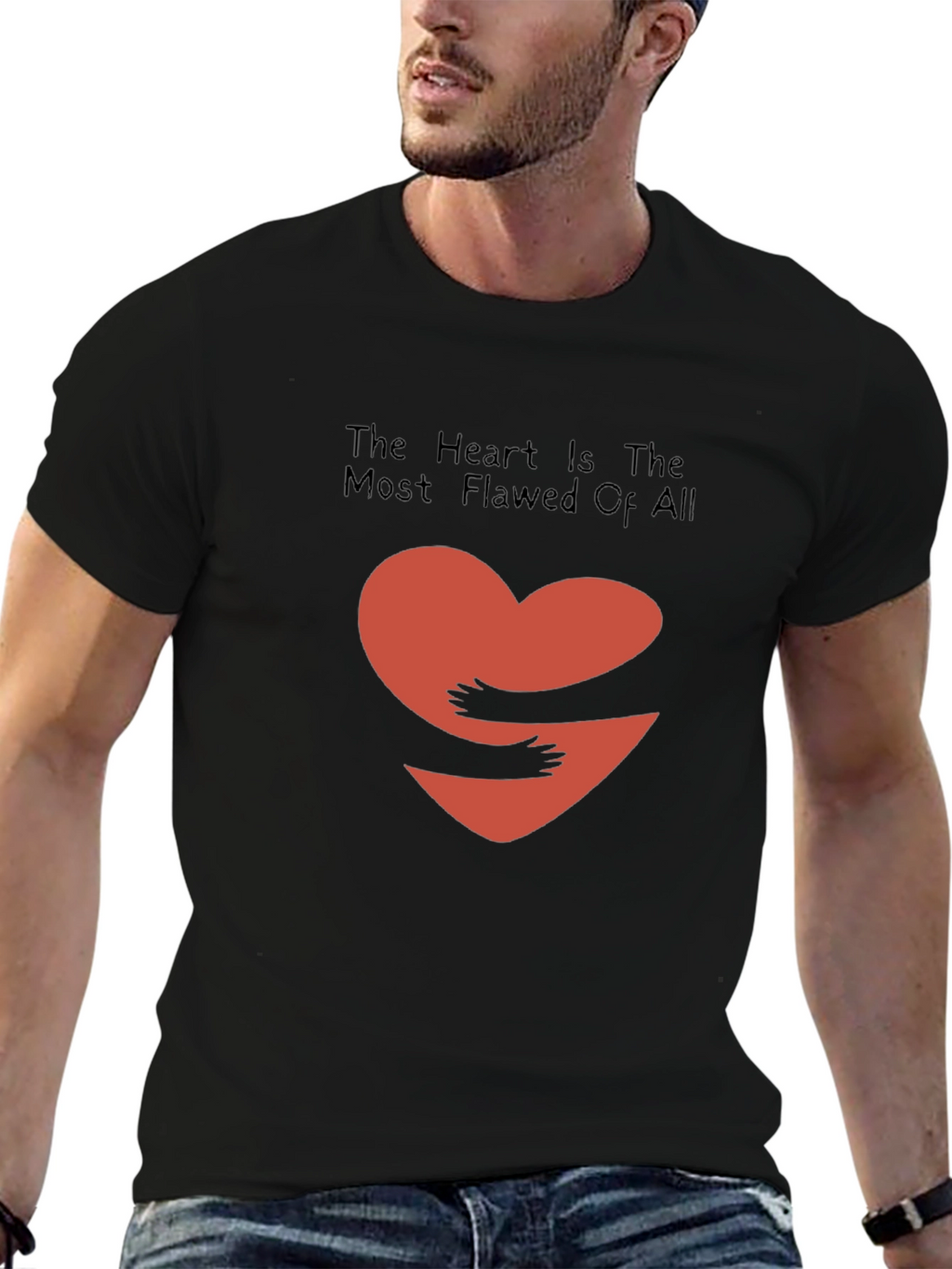 Heart Hug Graphic Tee - Black Casual Shirt