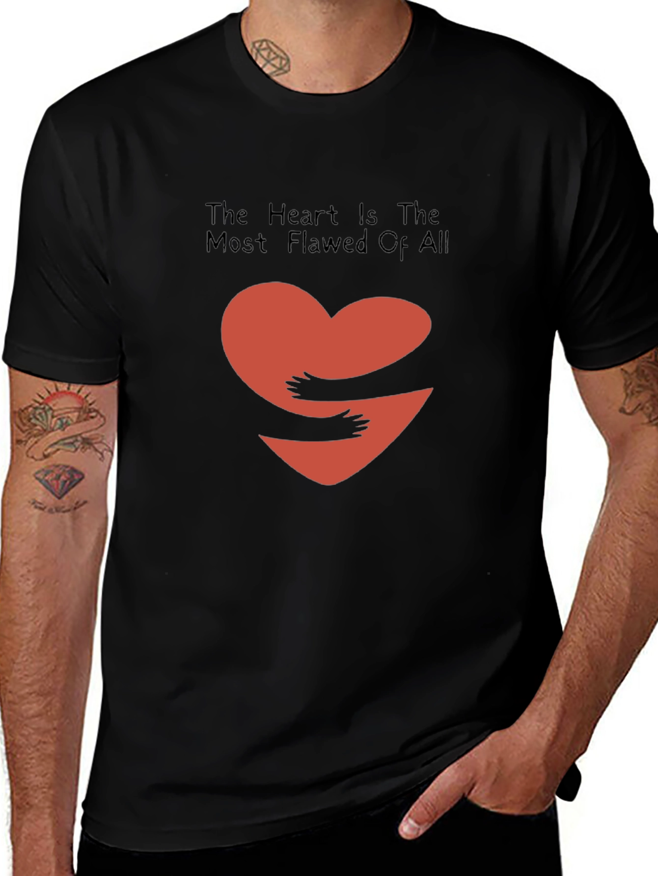 Heart Hug Graphic Tee - Black Casual Shirt