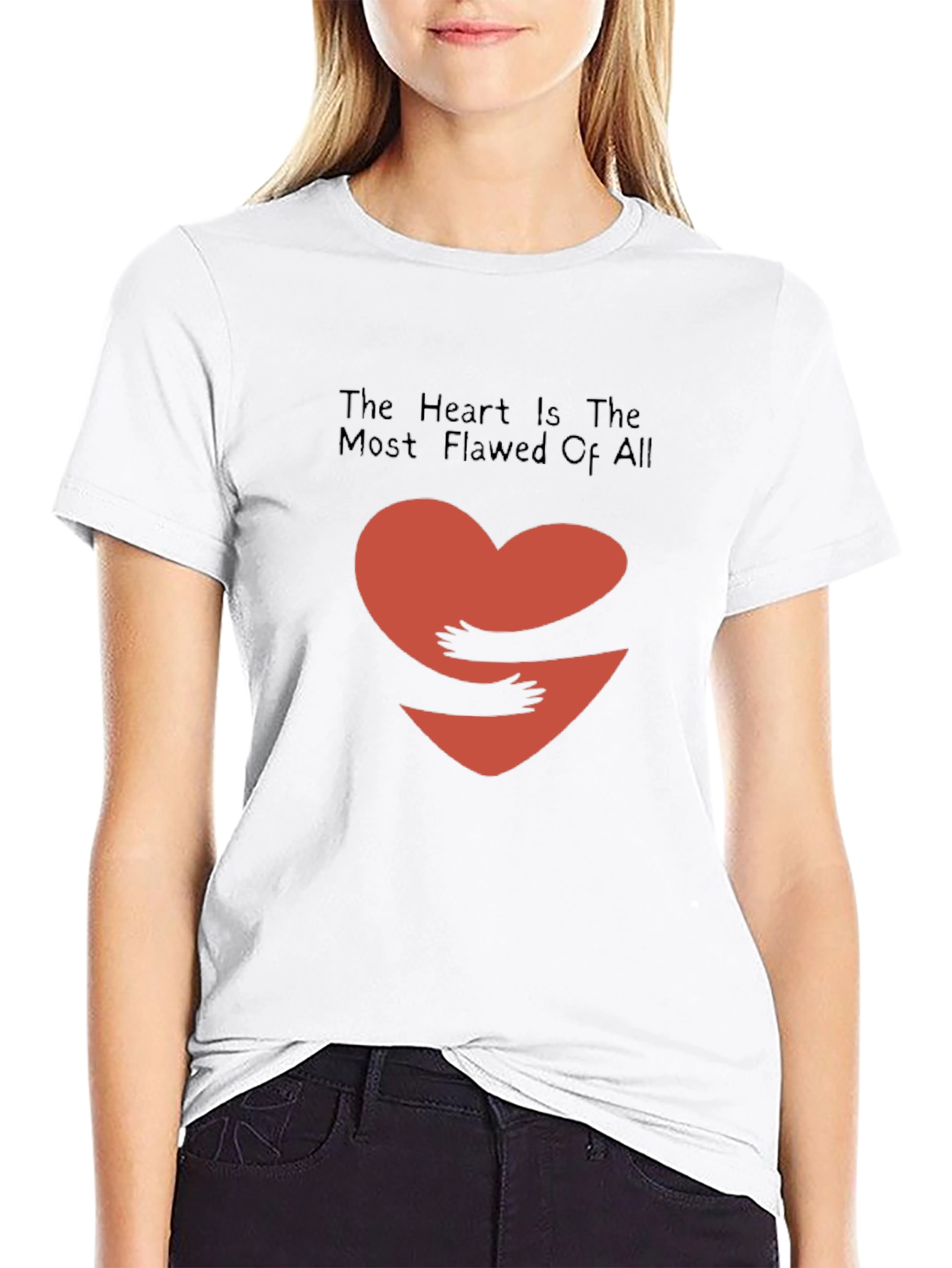 Heart Hug Graphic Tee - Black Casual Shirt