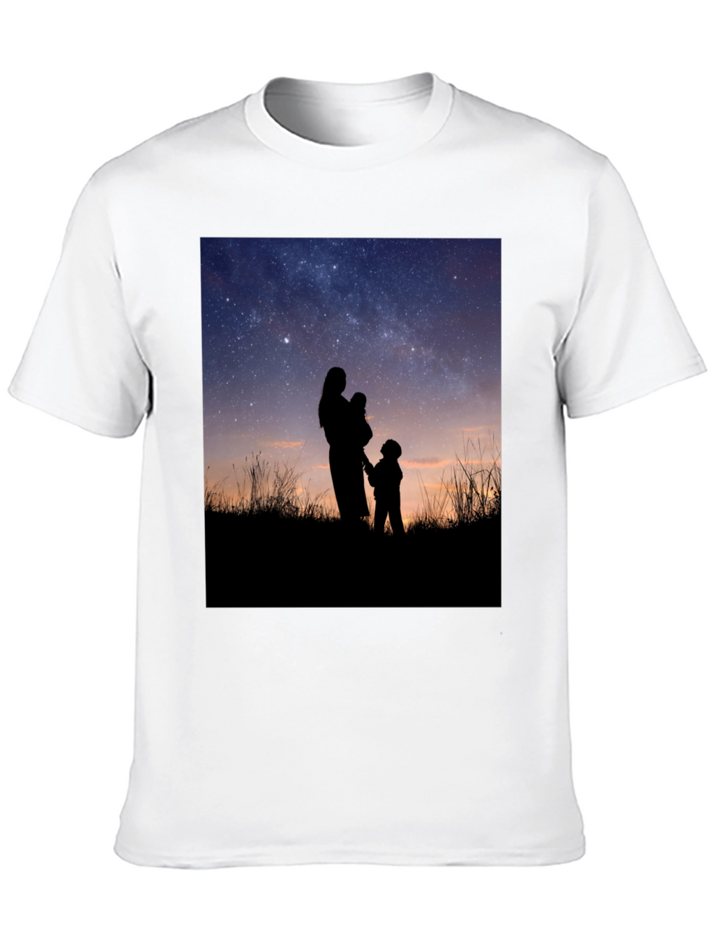 Silhouette Family Stargazing Black T-Shirt