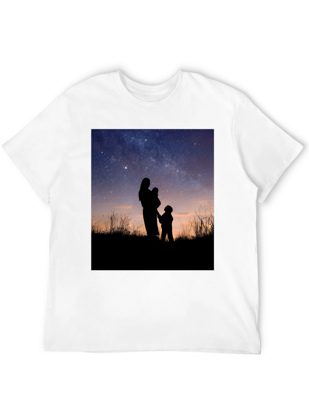 Silhouette Family Stargazing Black T-Shirt