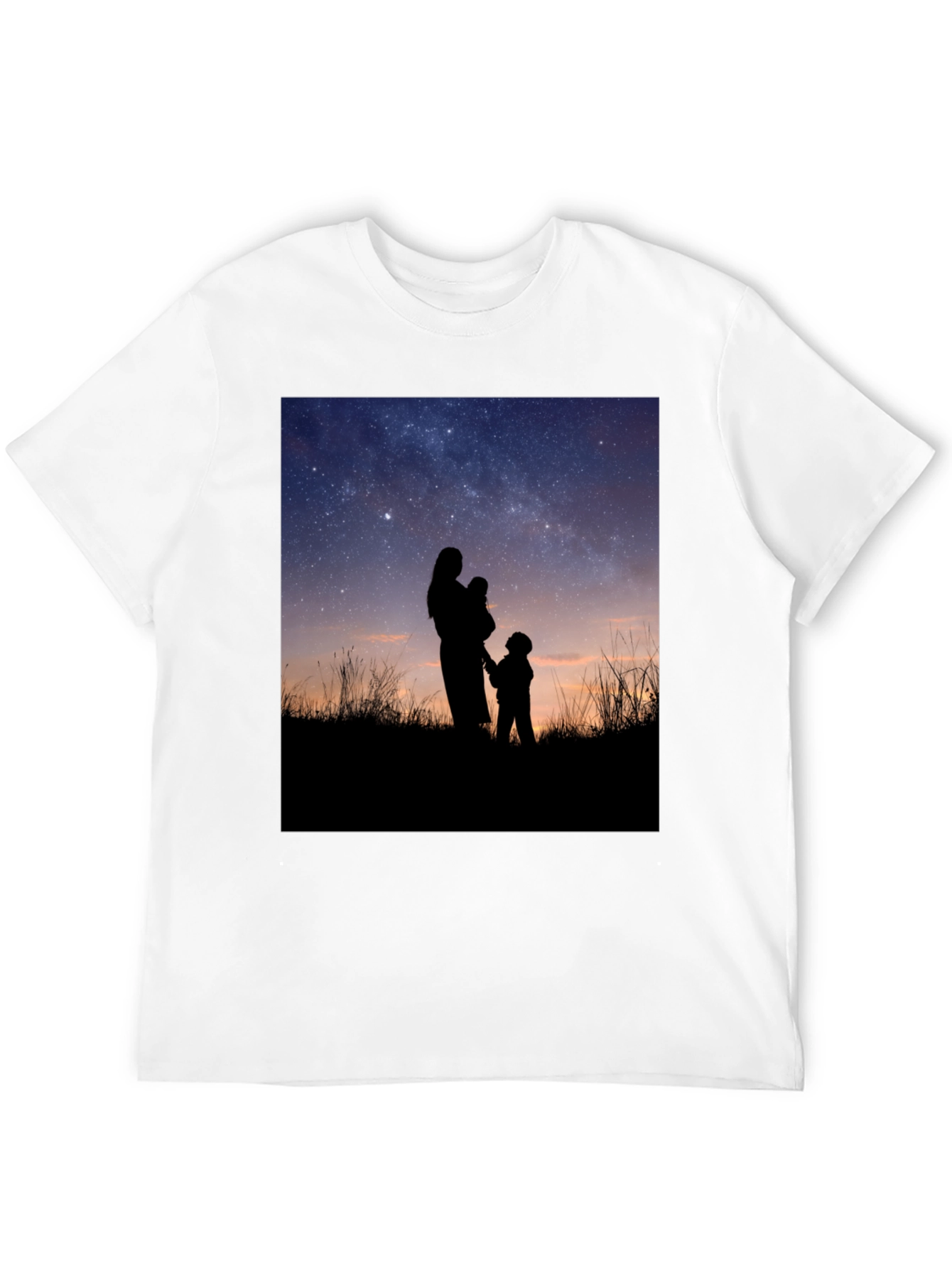 Silhouette Family Stargazing Black T-Shirt