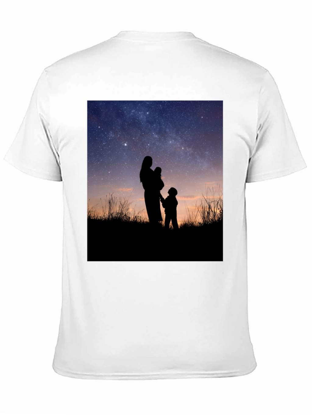 Silhouette Family Stargazing Black T-Shirt