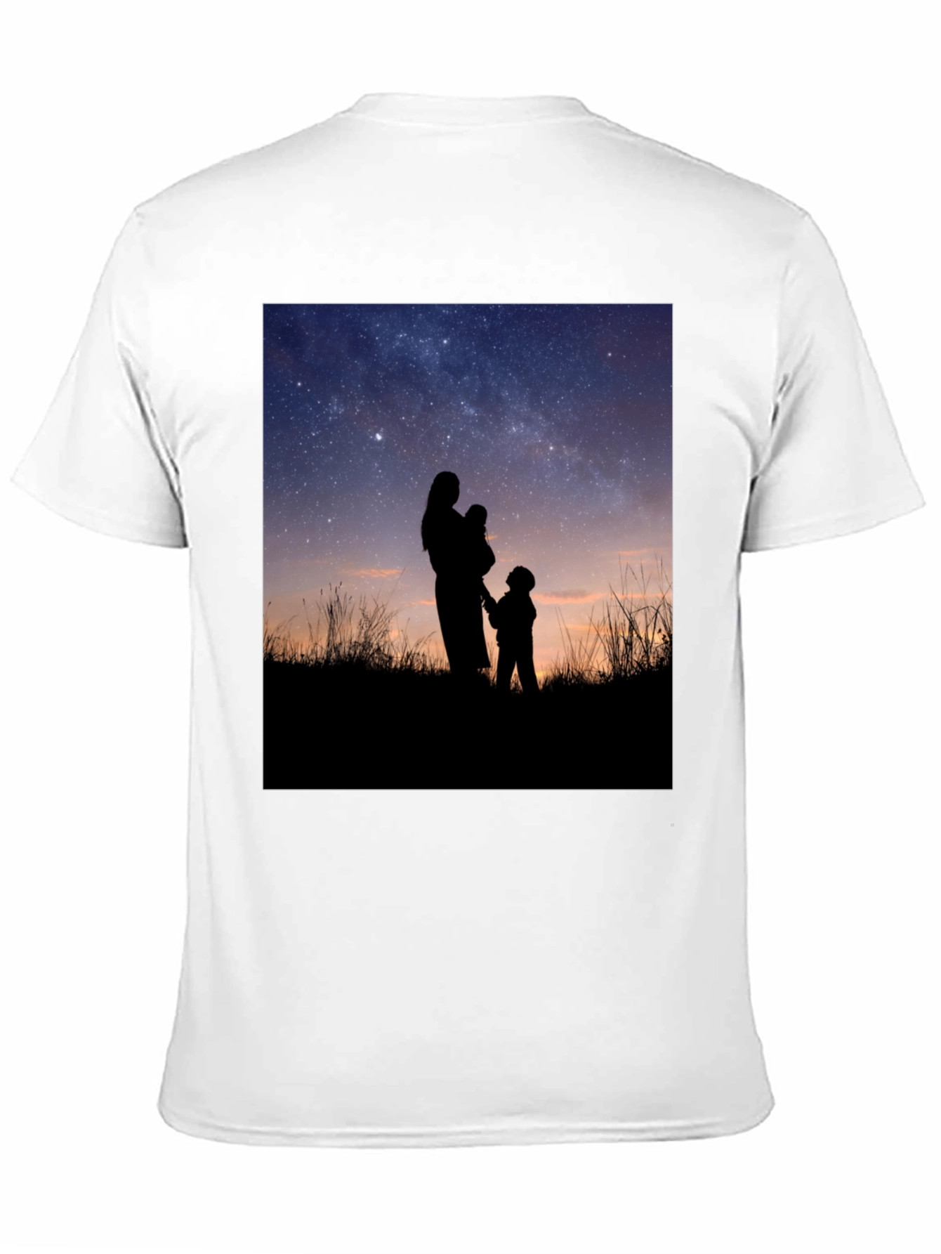 Silhouette Family Stargazing Black T-Shirt