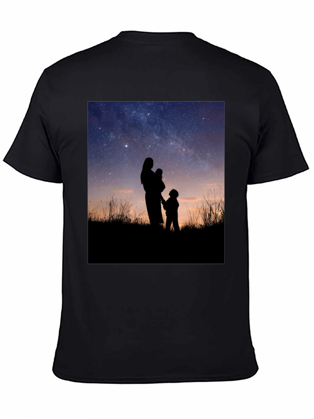 Silhouette Family Stargazing Black T-Shirt
