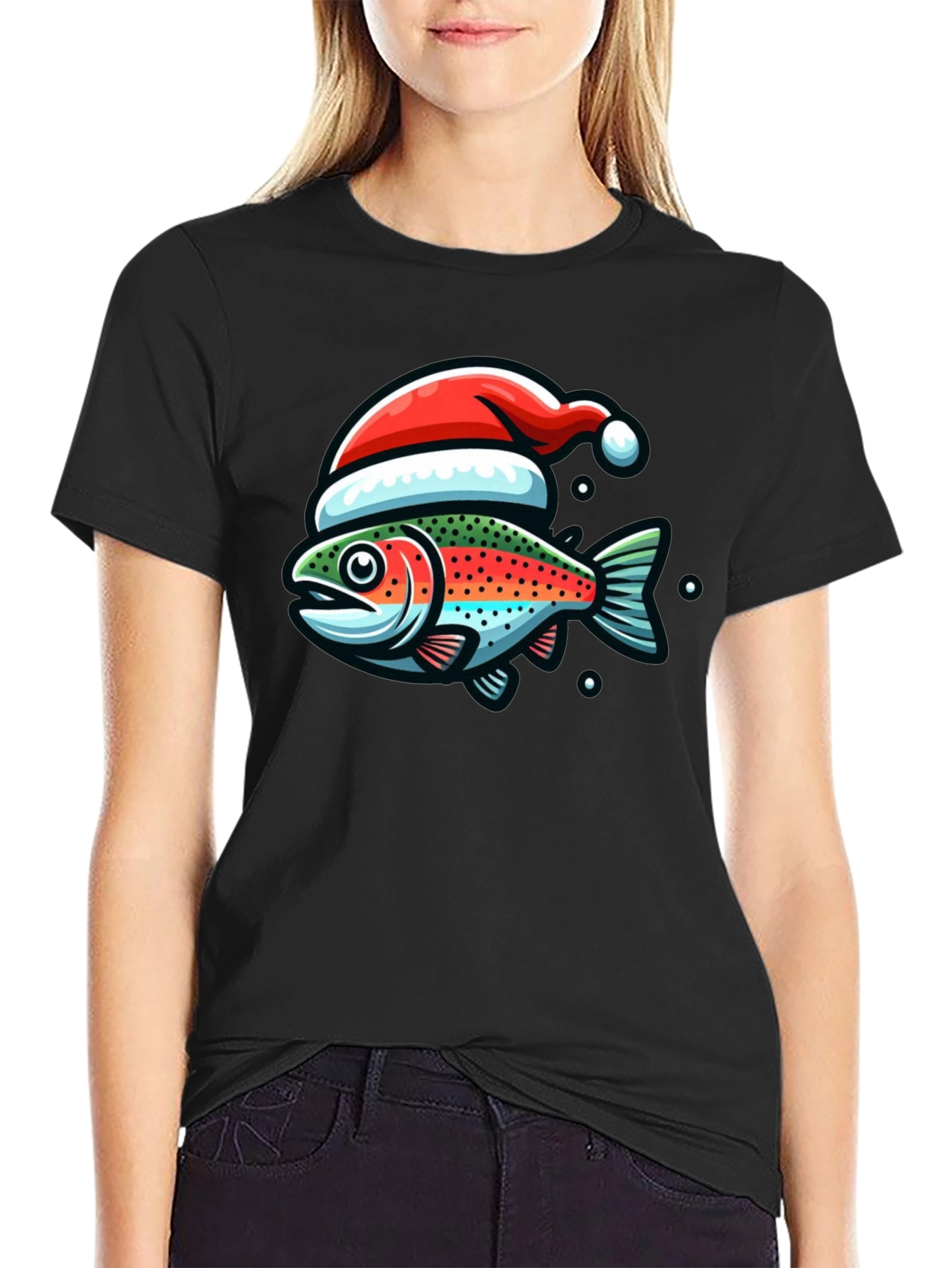 Festive Fishing Tee: Christmas Fish Graphic Shirt