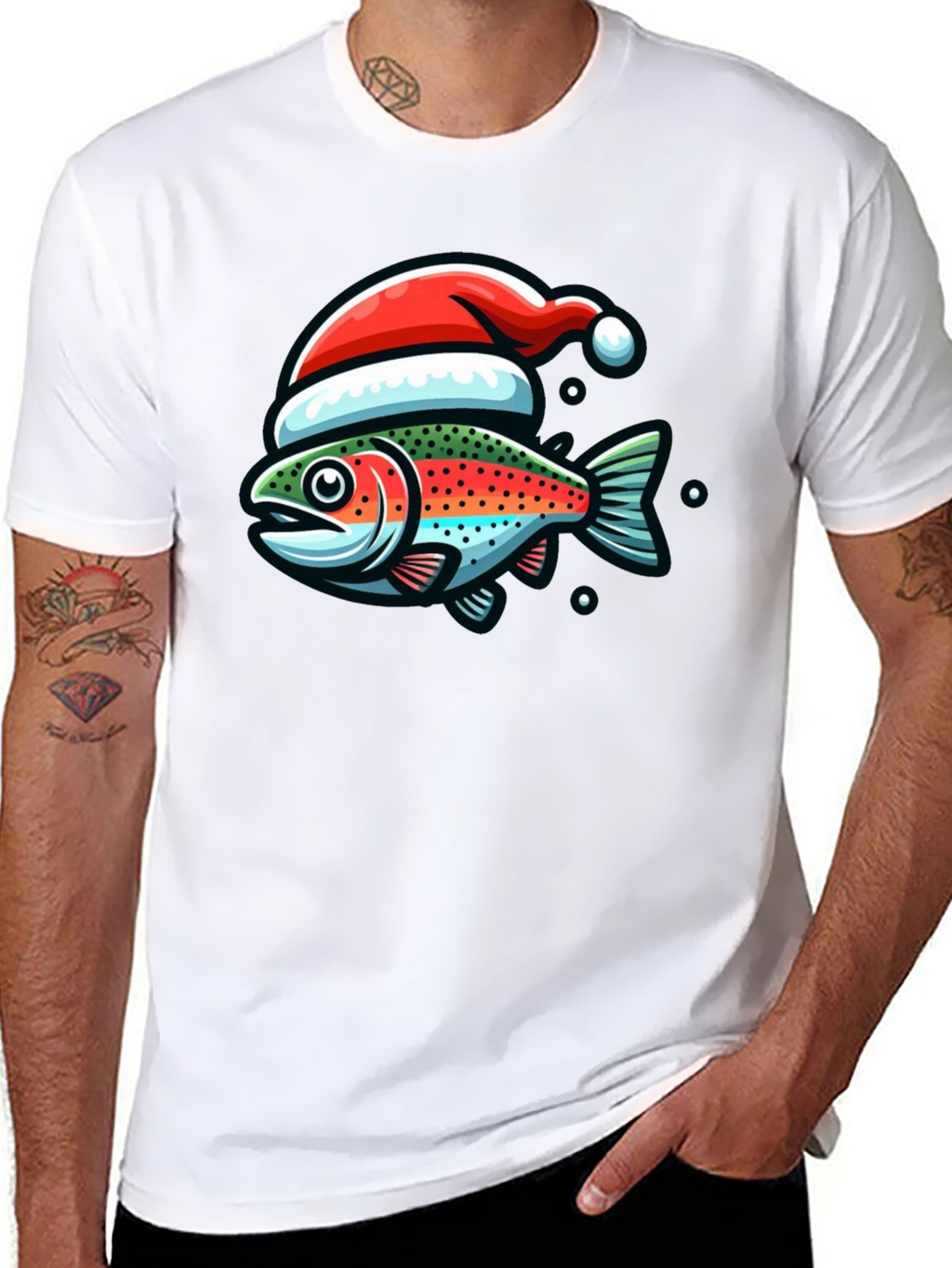 Festive Fishing Tee: Christmas Fish Graphic Shirt