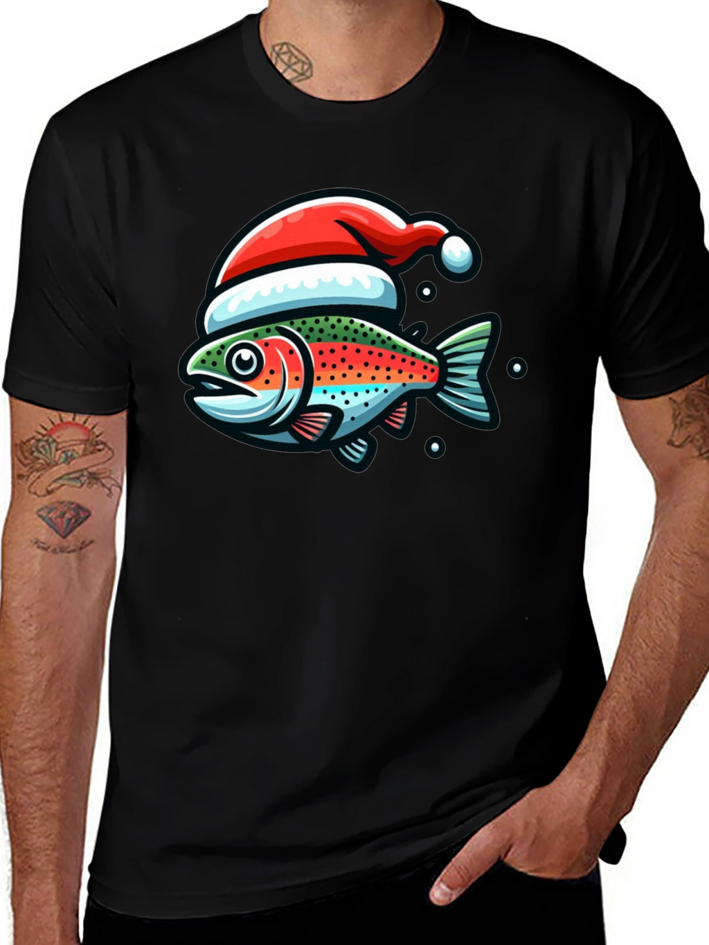 Festive Fishing Tee: Christmas Fish Graphic Shirt