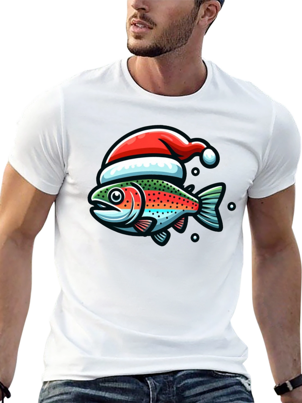 Festive Fishing Tee: Christmas Fish Graphic Shirt