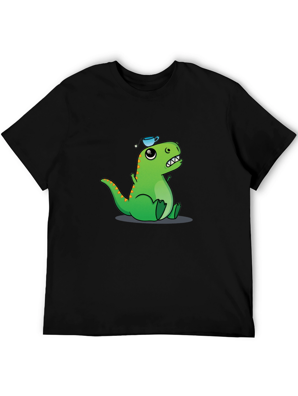 Dino Tea Party T-Shirt - Black Cotton Tee