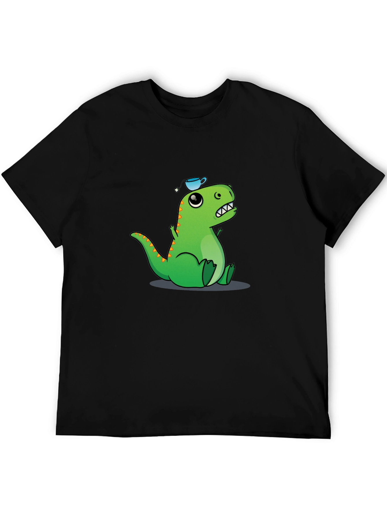 Dino Tea Party T-Shirt - Black Cotton Tee