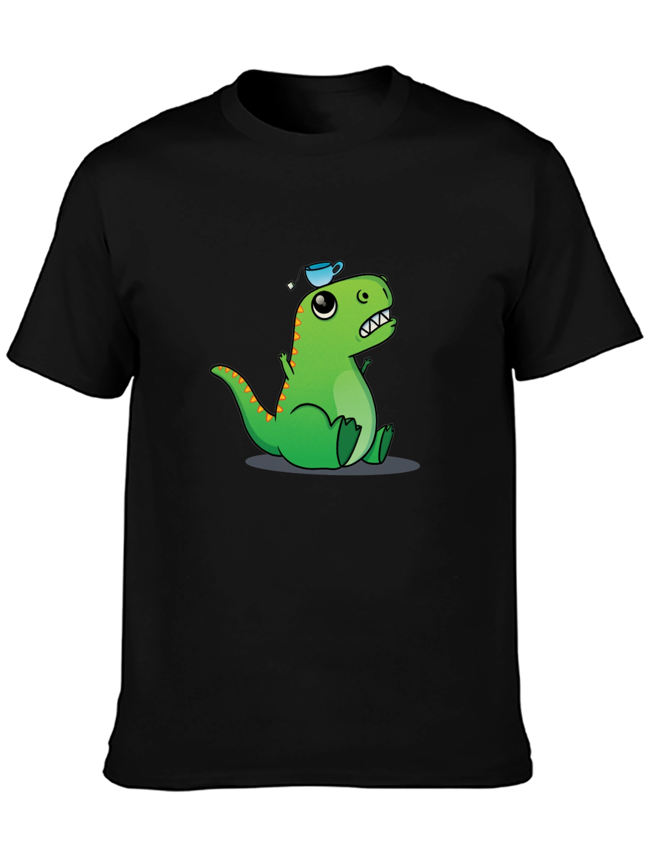 Dino Tea Party T-Shirt - Black Cotton Tee