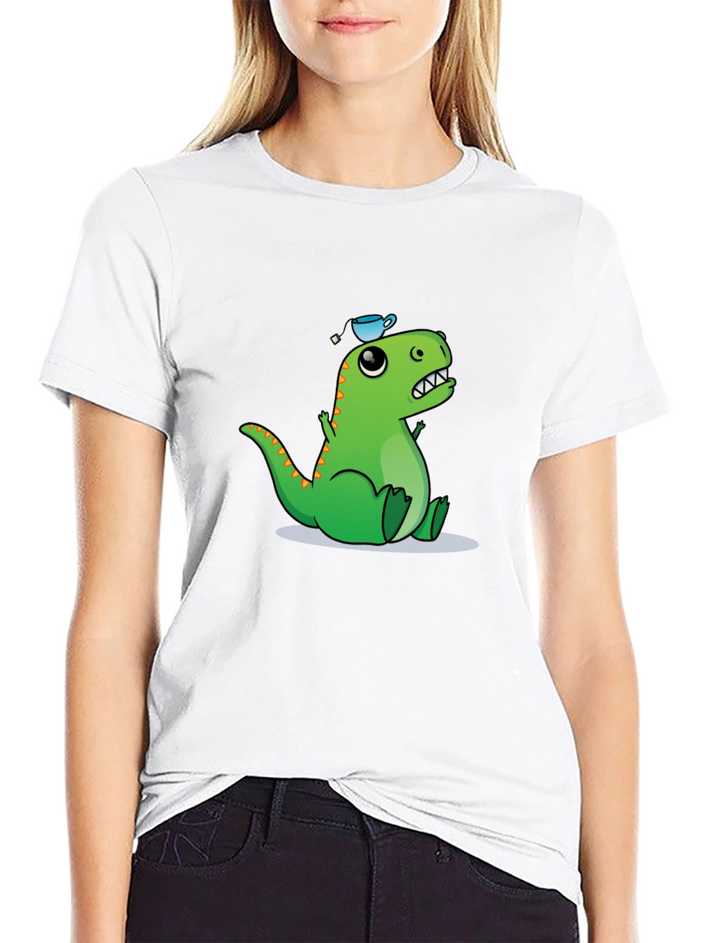 Dino Tea Party T-Shirt - Black Cotton Tee