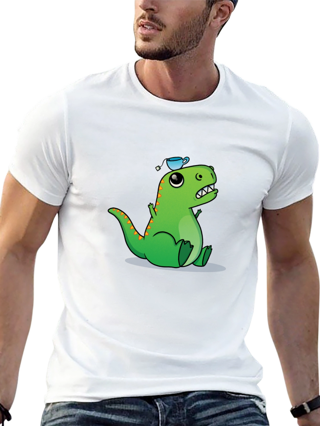 Dino Tea Party T-Shirt - Black Cotton Tee