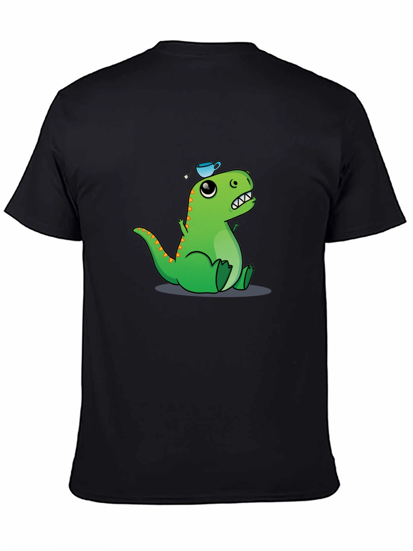Dino Tea Party T-Shirt - Black Cotton Tee