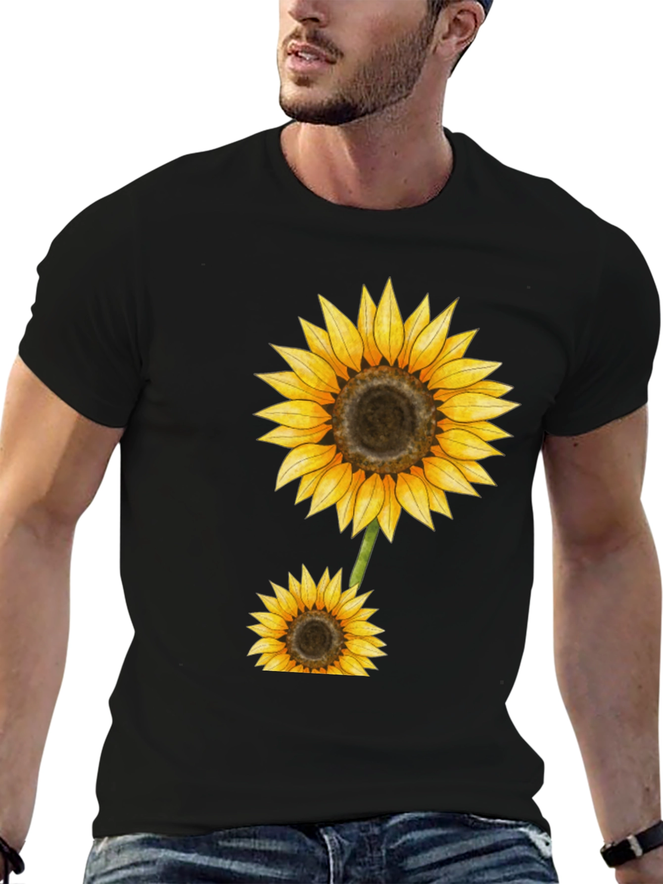 Sunflower Graphic Black T-Shirt