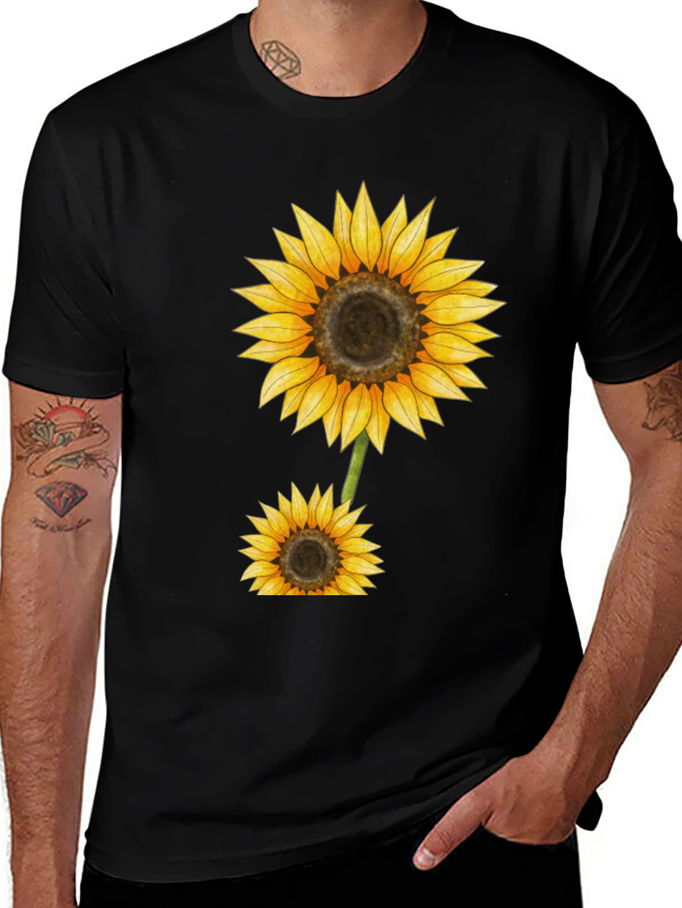 Sunflower Graphic Black T-Shirt