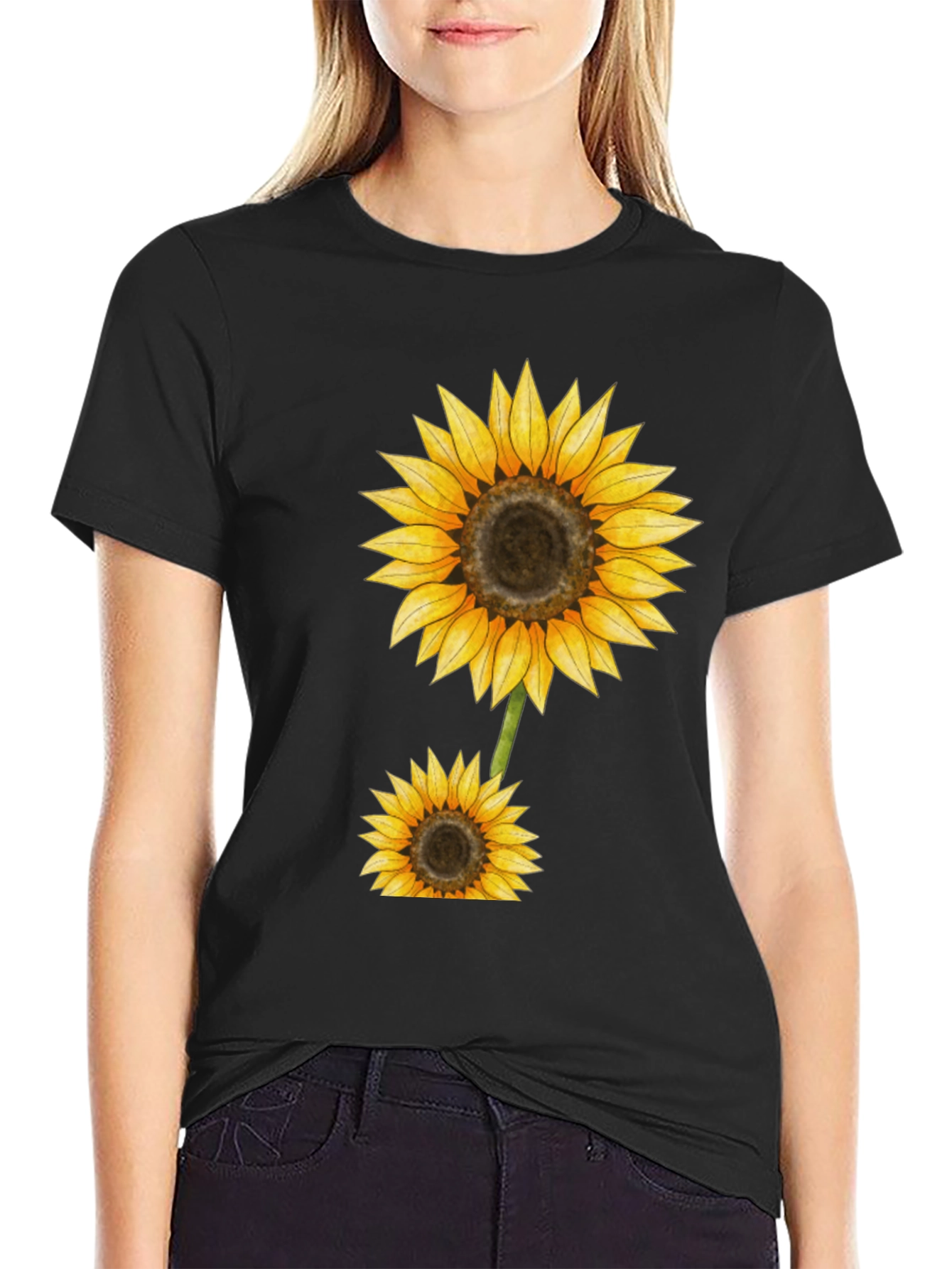 Sunflower Graphic Black T-Shirt