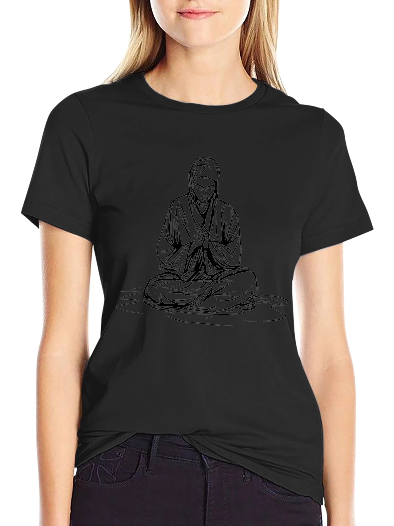 Meditating Figure Graphic Tee - Classic Black T-Shirt