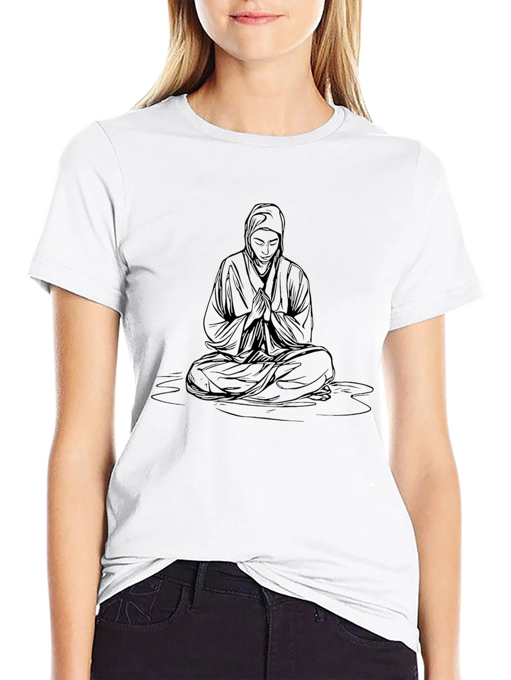 Meditating Figure Graphic Tee - Classic Black T-Shirt
