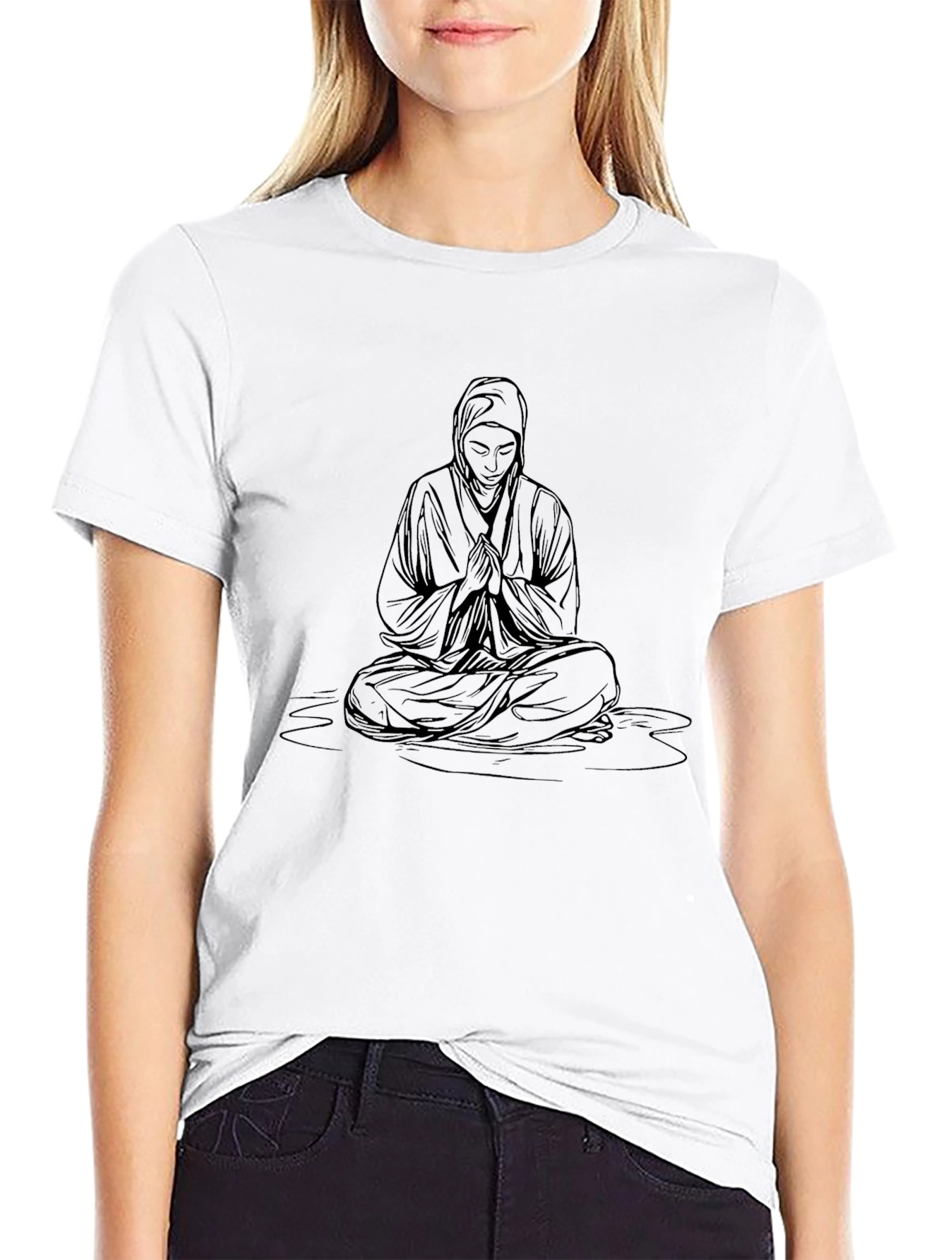 Meditating Figure Graphic Tee - Classic Black T-Shirt