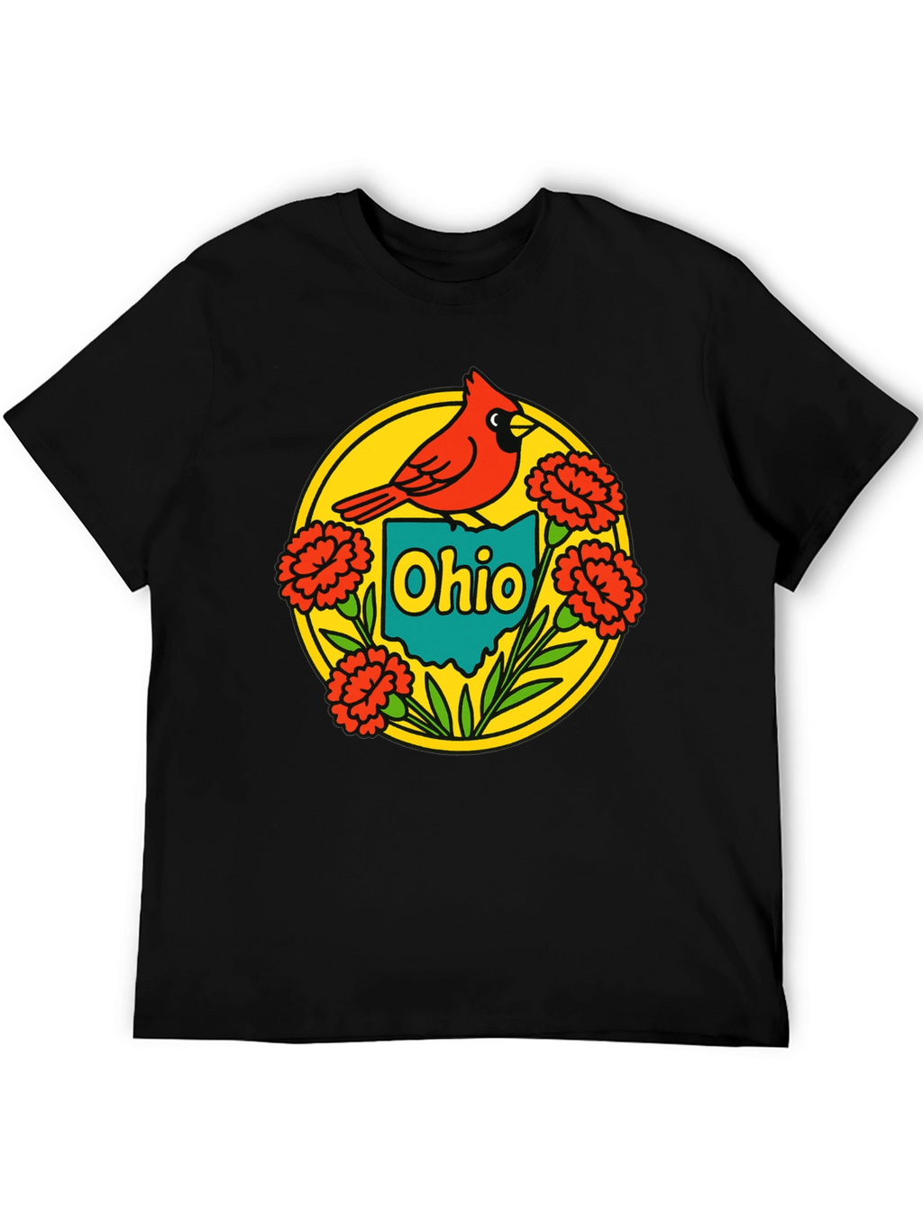 Ohio Cardinal Graphic Tee - Black Crew Neck T-Shirt