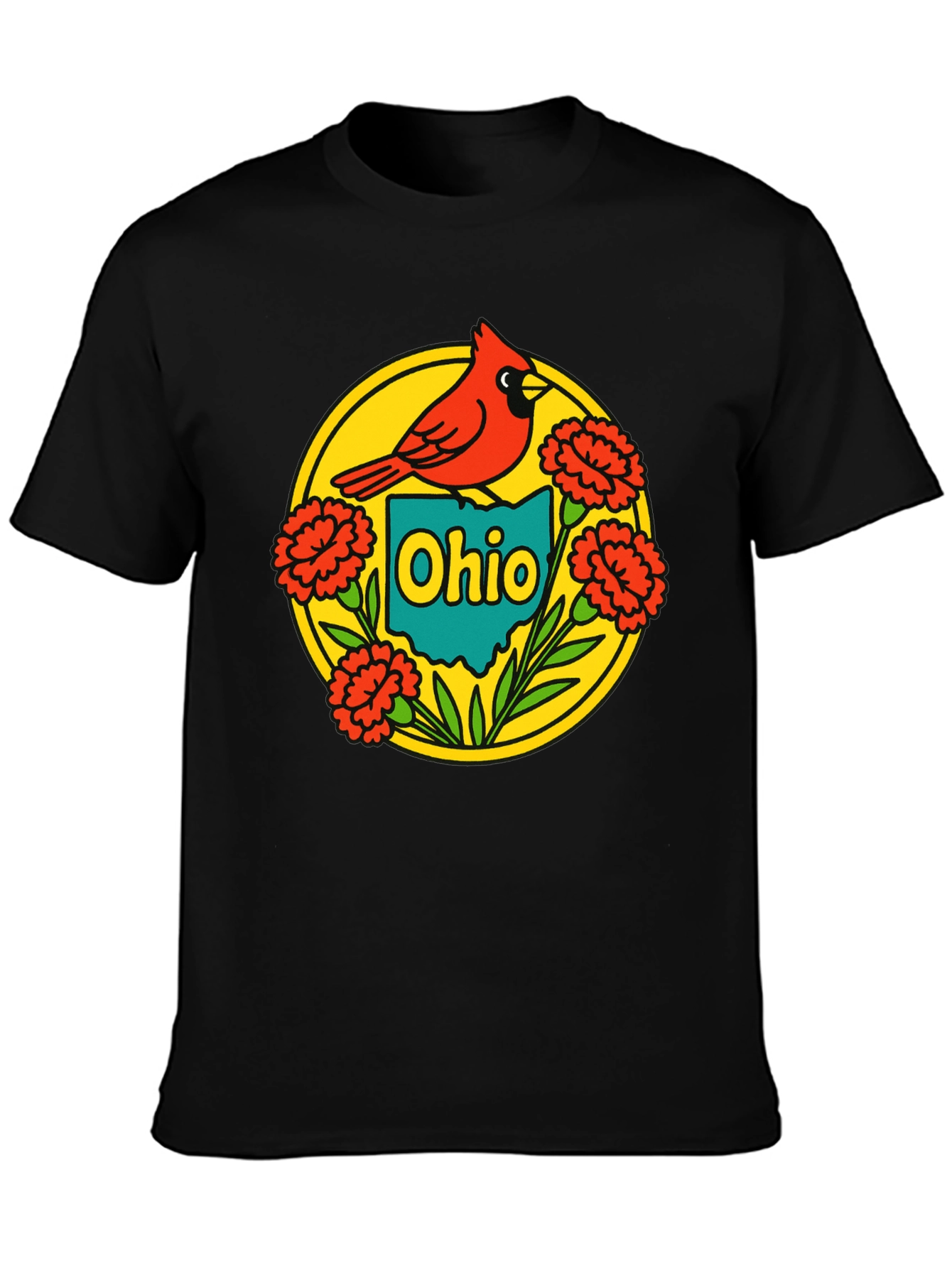 Ohio Cardinal Graphic Tee - Black Crew Neck T-Shirt