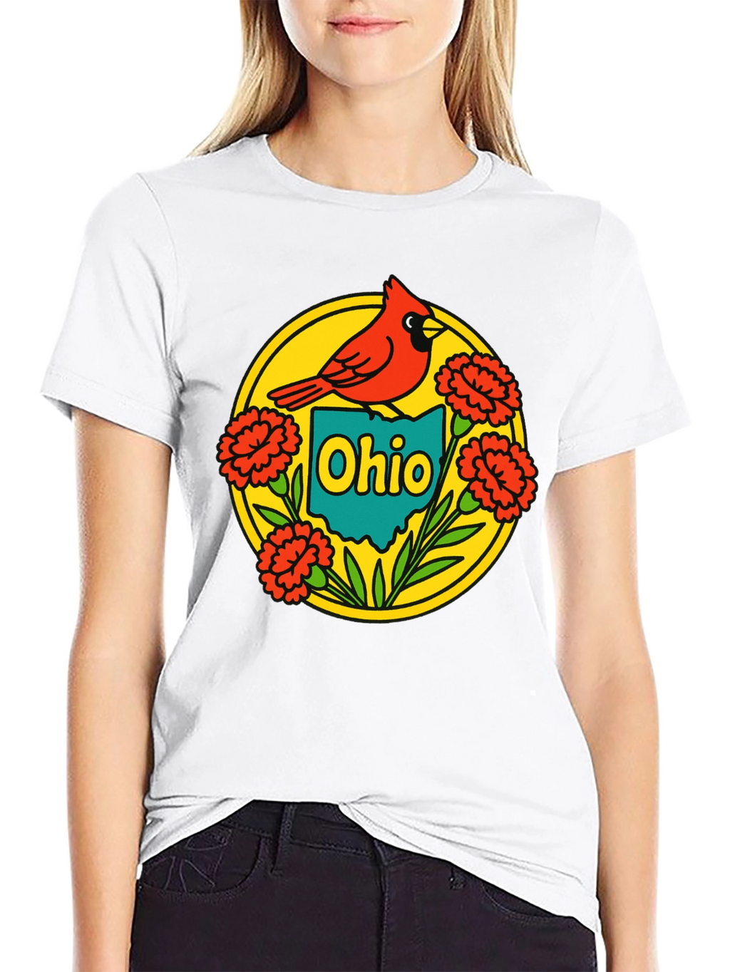 Ohio Cardinal Graphic Tee - Black Crew Neck T-Shirt