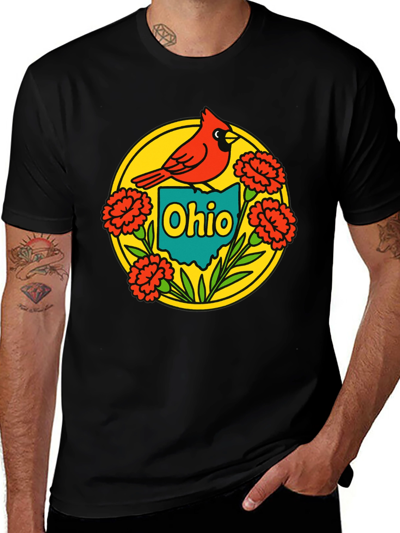 Ohio Cardinal Graphic Tee - Black Crew Neck T-Shirt