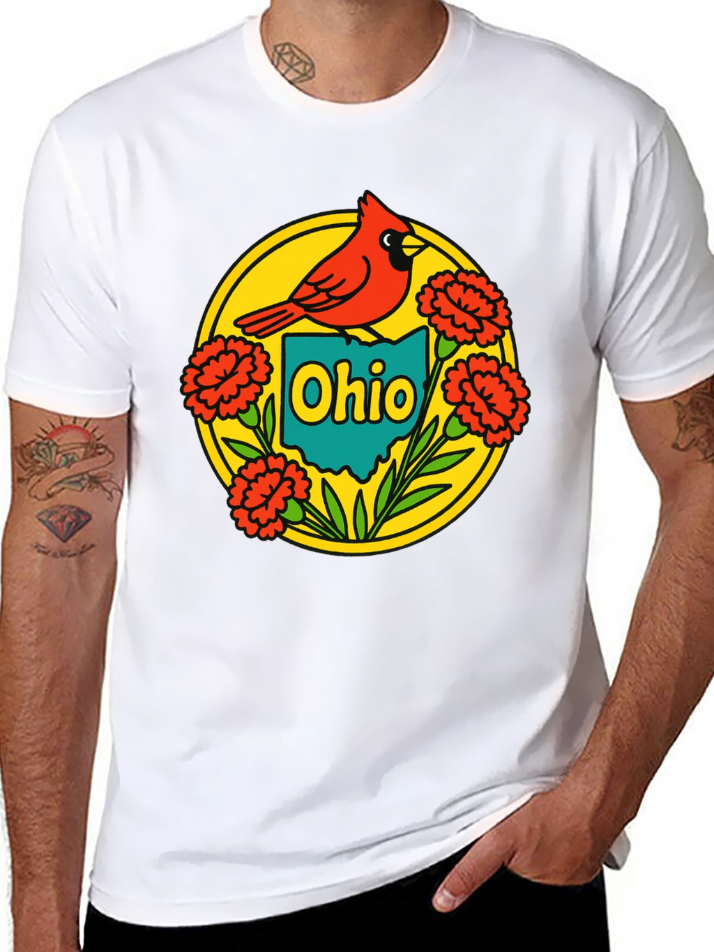 Ohio Cardinal Graphic Tee - Black Crew Neck T-Shirt