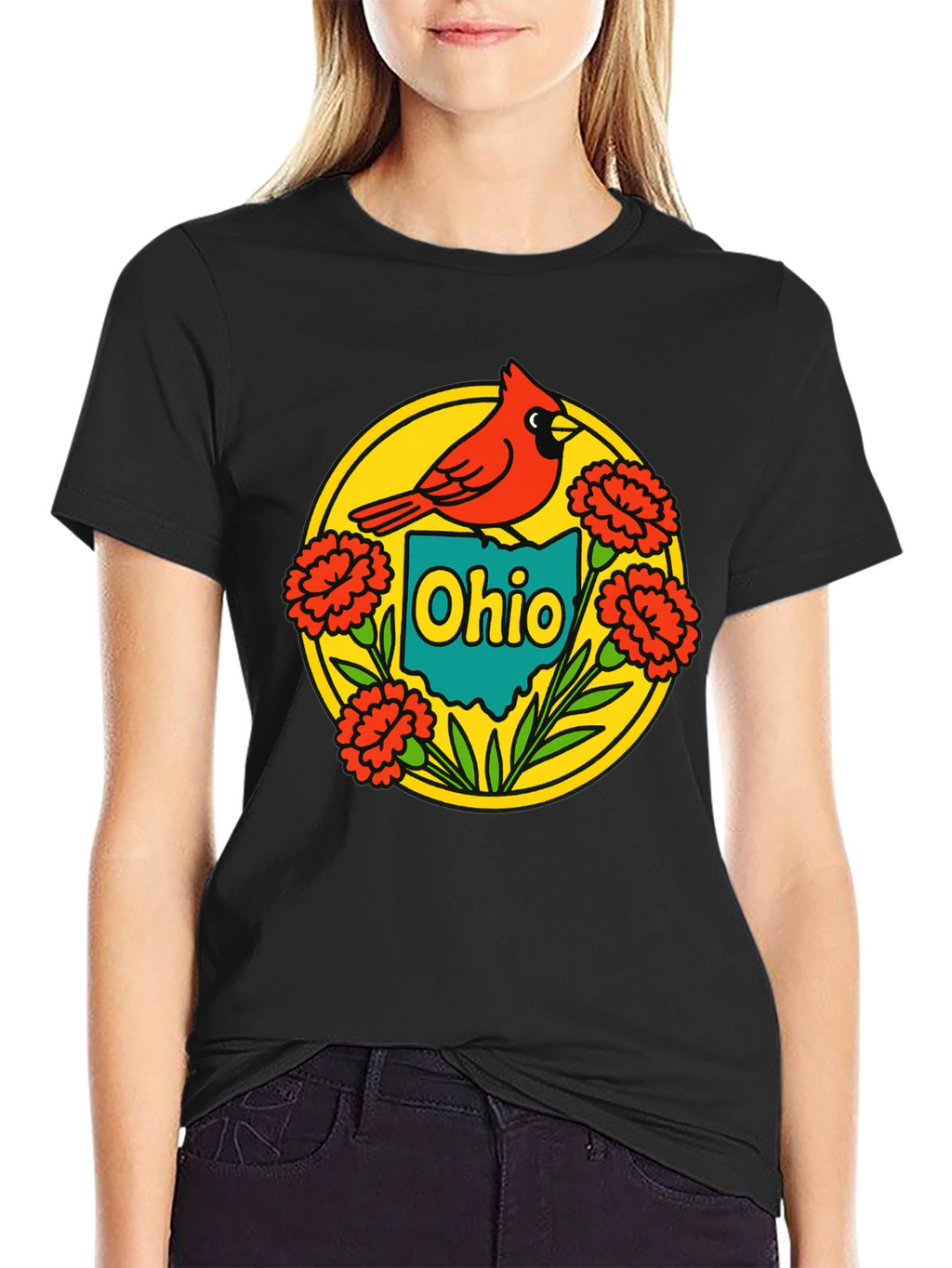 Ohio Cardinal Graphic Tee - Black Crew Neck T-Shirt