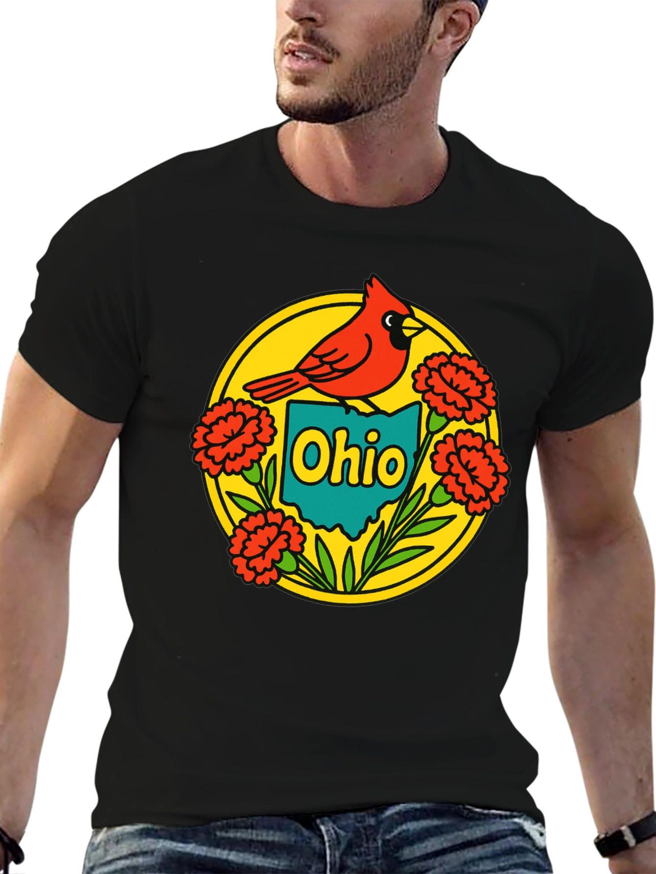 Ohio Cardinal Graphic Tee - Black Crew Neck T-Shirt