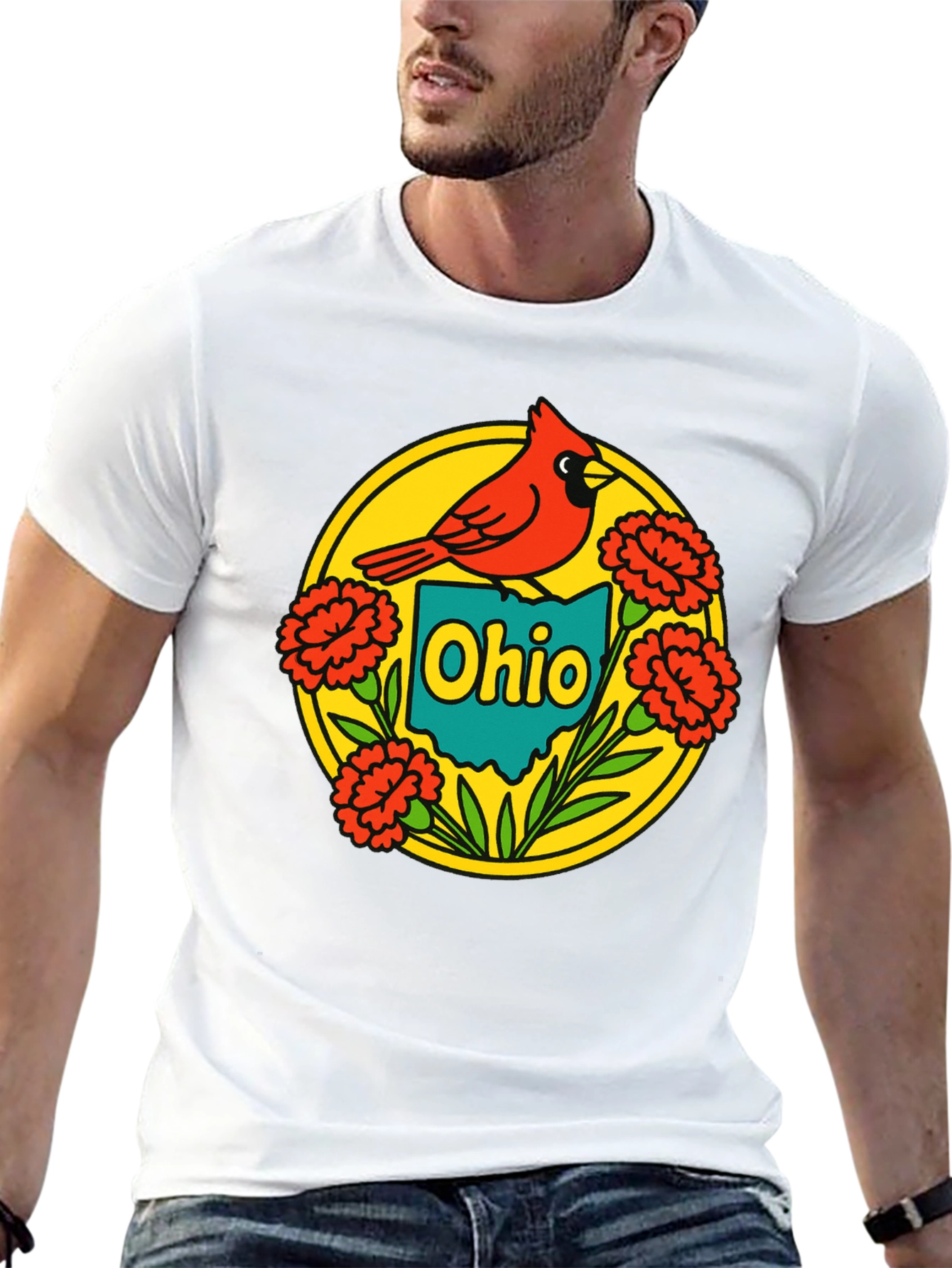 Ohio Cardinal Graphic Tee - Black Crew Neck T-Shirt