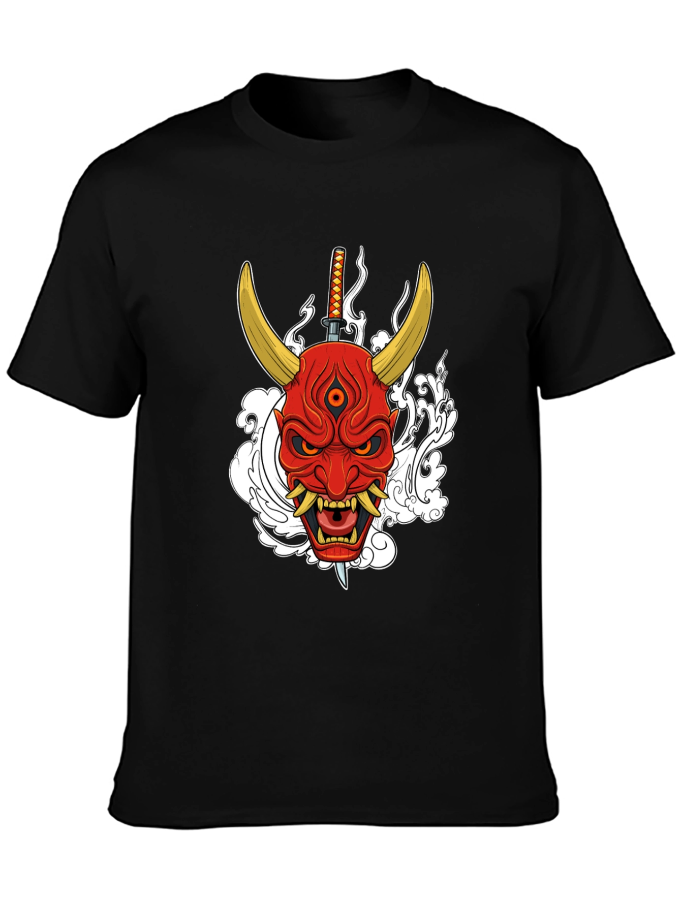 Samurai Oni Mask Graphic T-Shirt