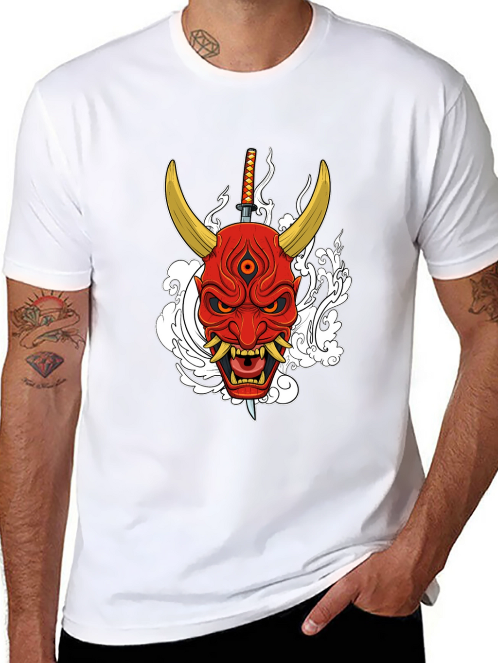 Samurai Oni Mask Graphic T-Shirt