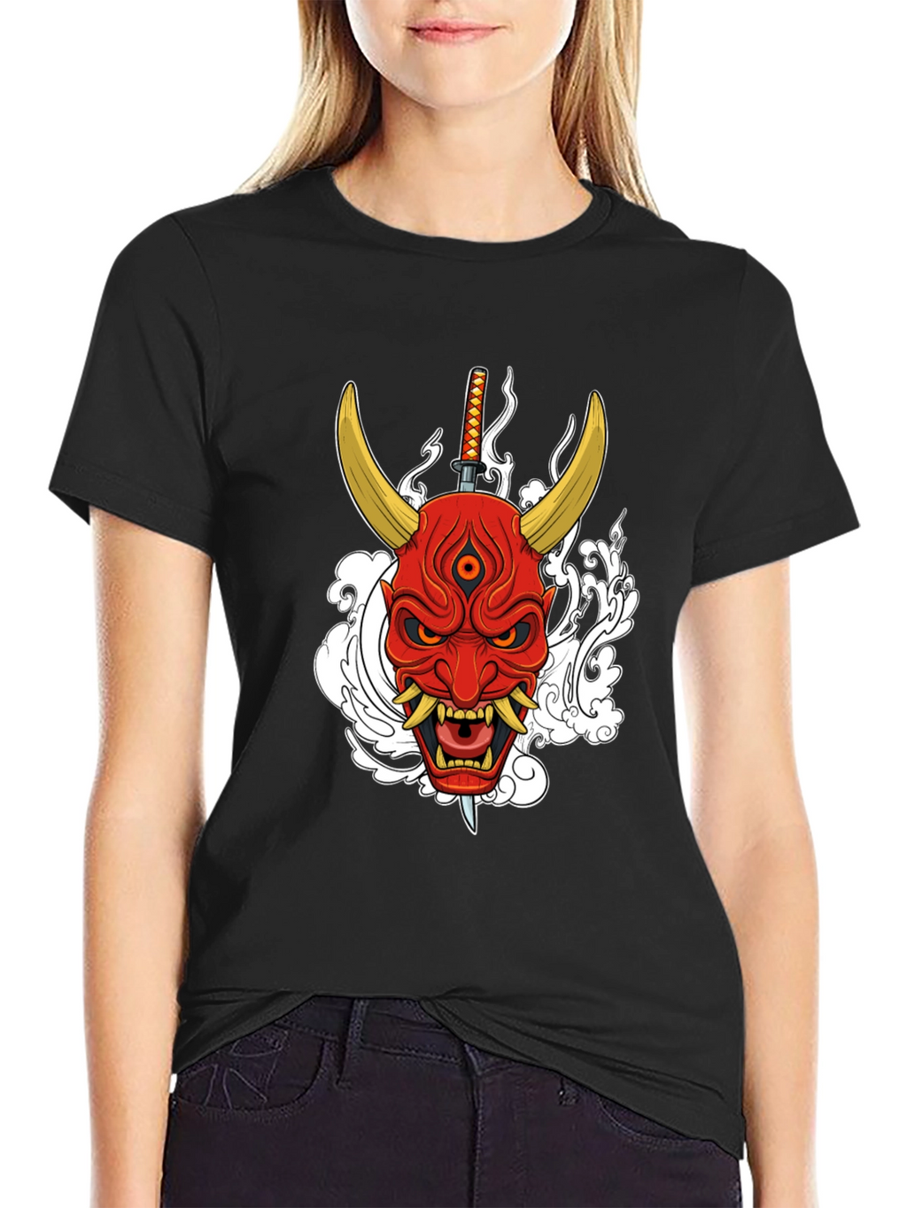 Samurai Oni Mask Graphic T-Shirt