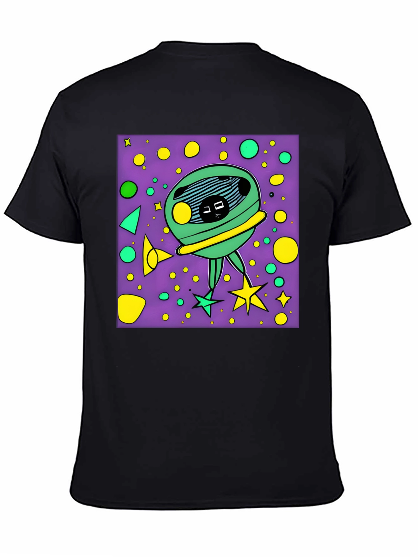 Funky Alien Graphic T-Shirt - Black Cotton Tee
