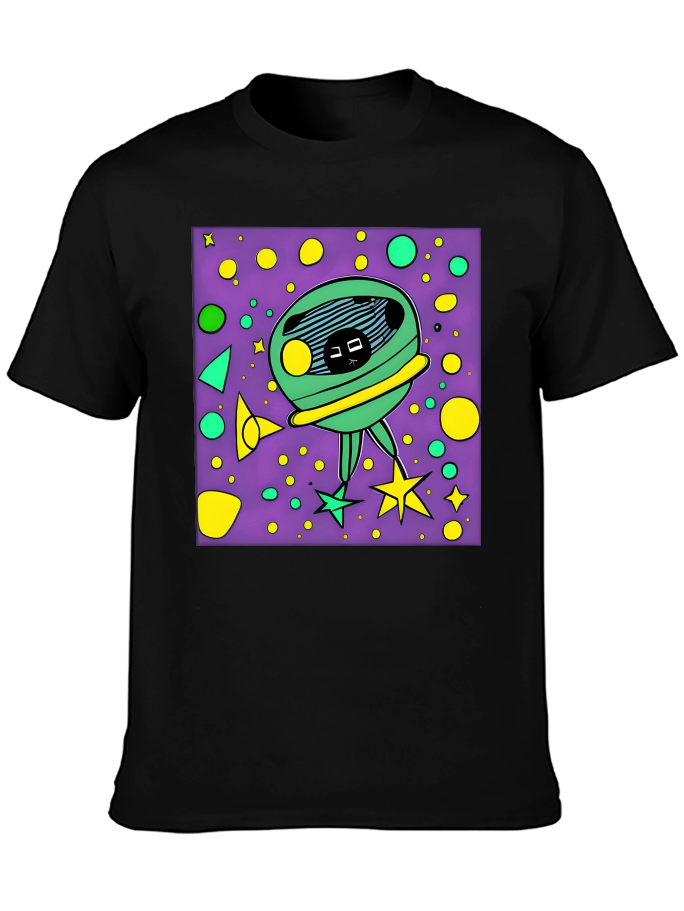 Funky Alien Graphic T-Shirt - Black Cotton Tee