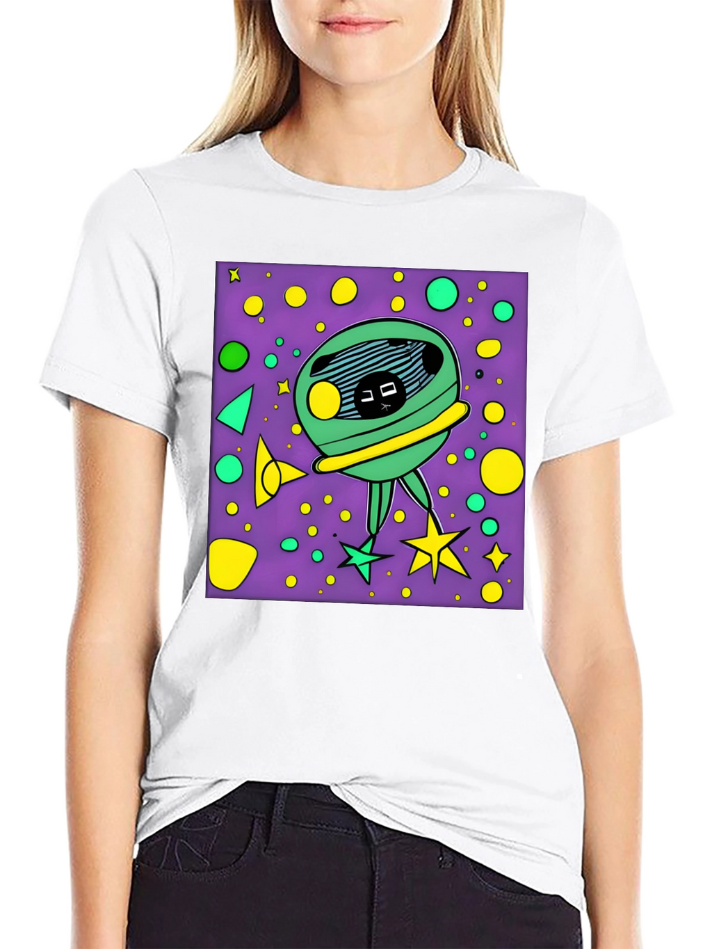 Funky Alien Graphic T-Shirt - Black Cotton Tee