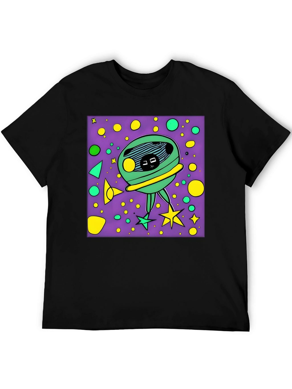 Funky Alien Graphic T-Shirt - Black Cotton Tee