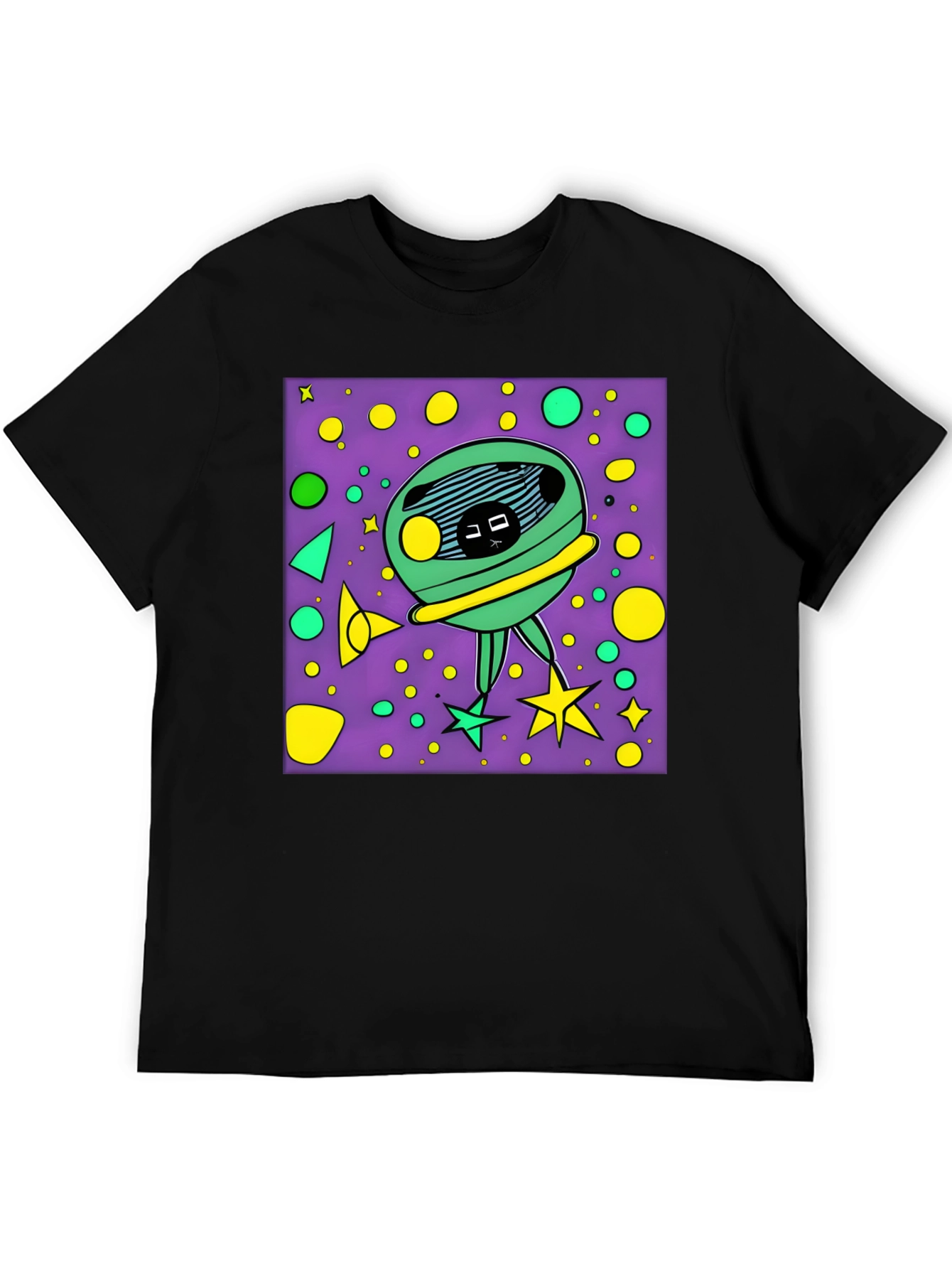 Funky Alien Graphic T-Shirt - Black Cotton Tee
