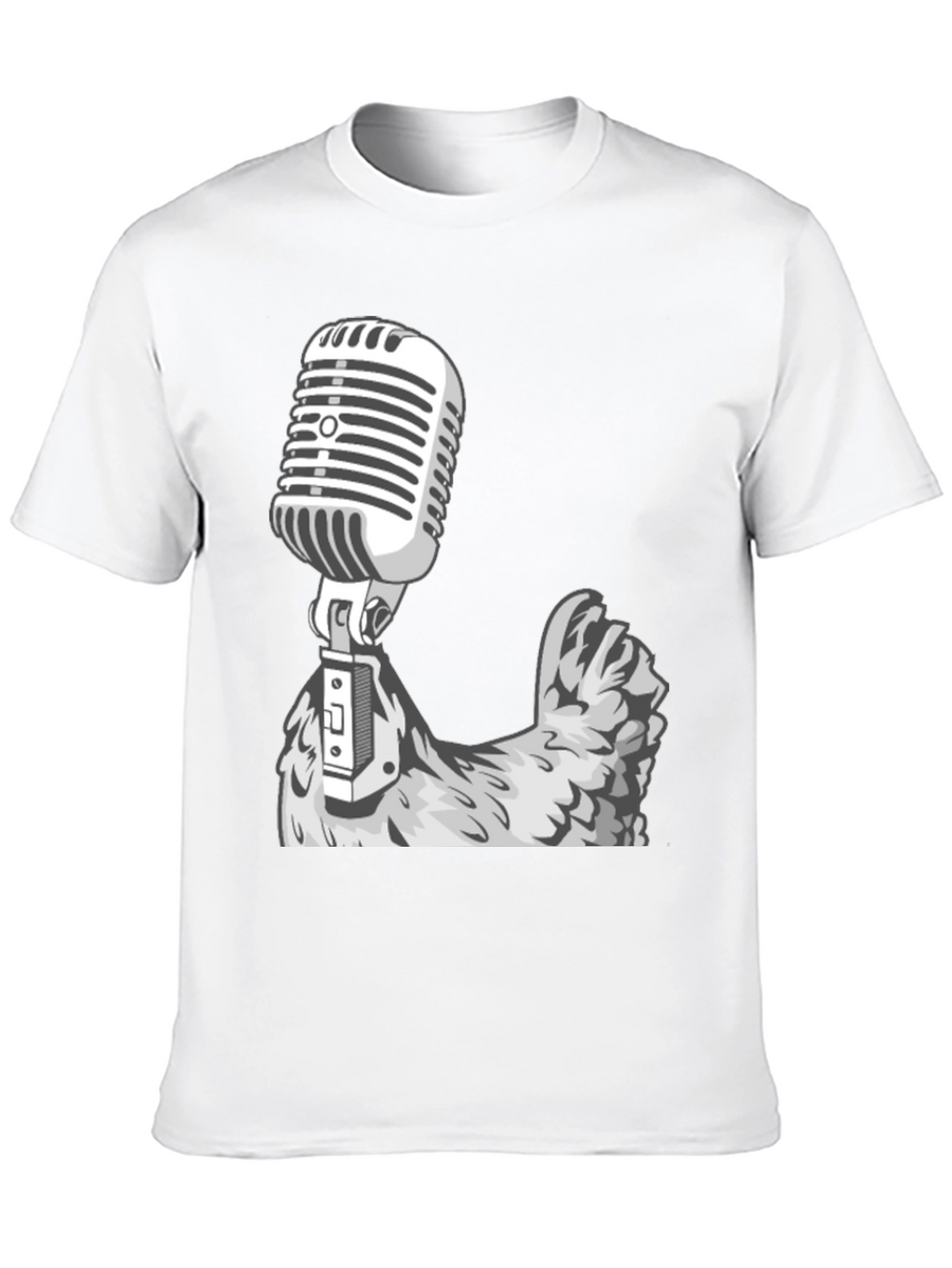 Retro Mic Chicken Graphic Tee - Cool Black T-Shirt