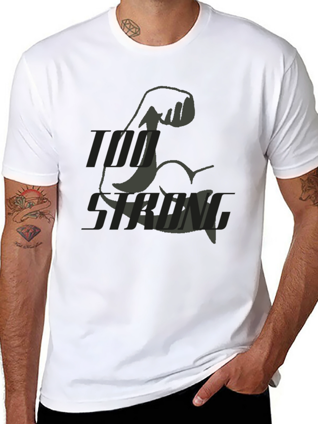 Too Strong Black Graphic T-Shirt for Men