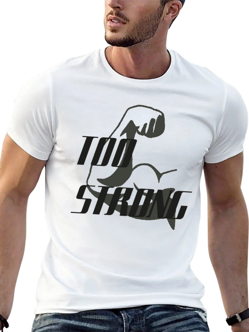 Too Strong Black Graphic T-Shirt for Men