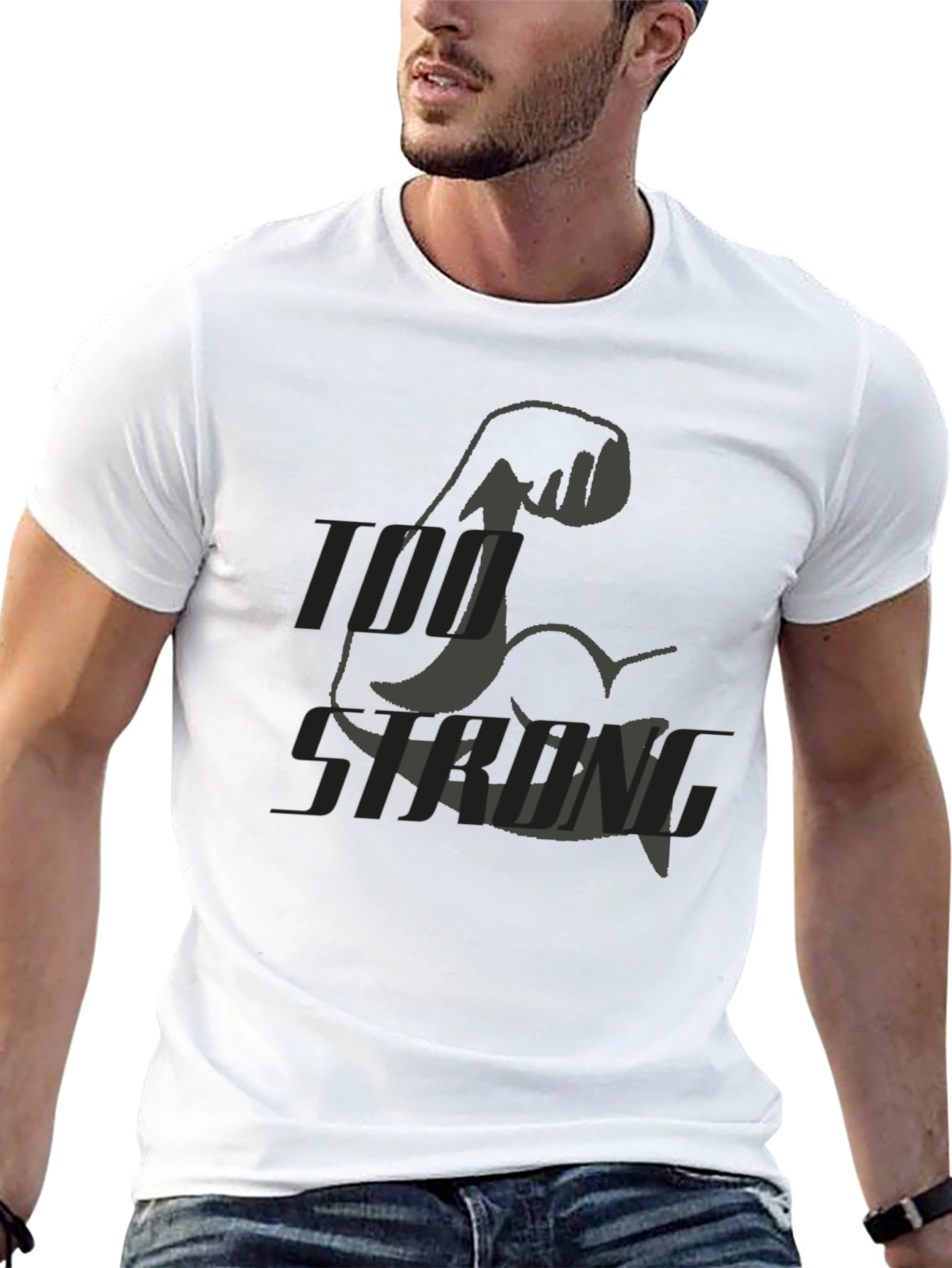 Too Strong Black Graphic T-Shirt for Men