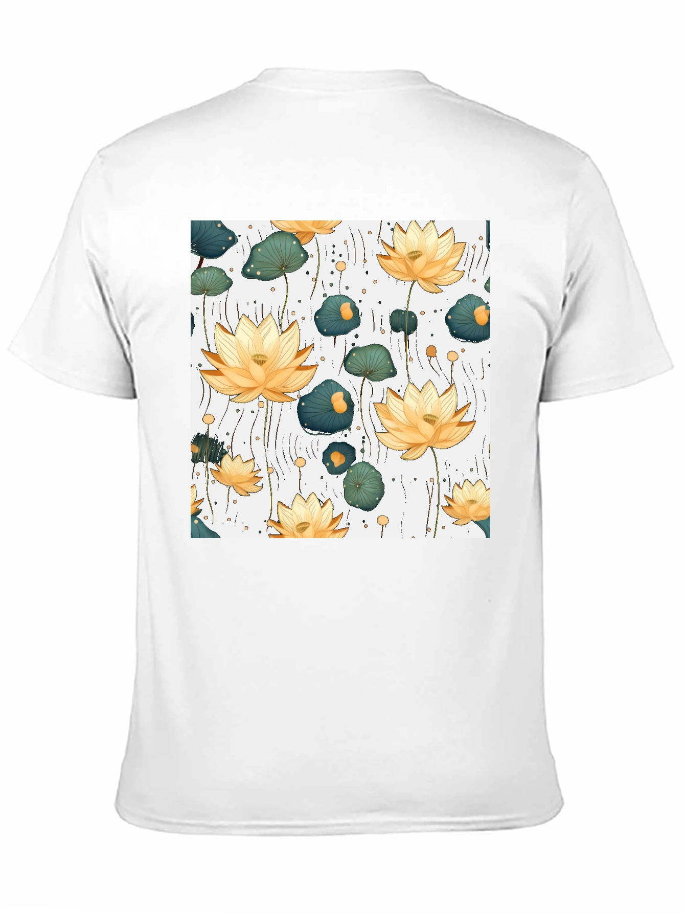 Lotus Flower Print Black T-Shirt